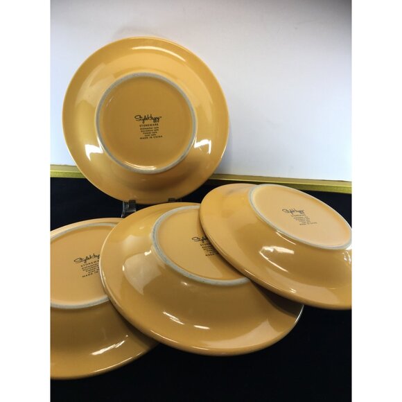 Style Happy Stoneware Rimmed Soup Pasta Bowls Yellow 9.5'' - Set of 4 - Picture 7 of 13
